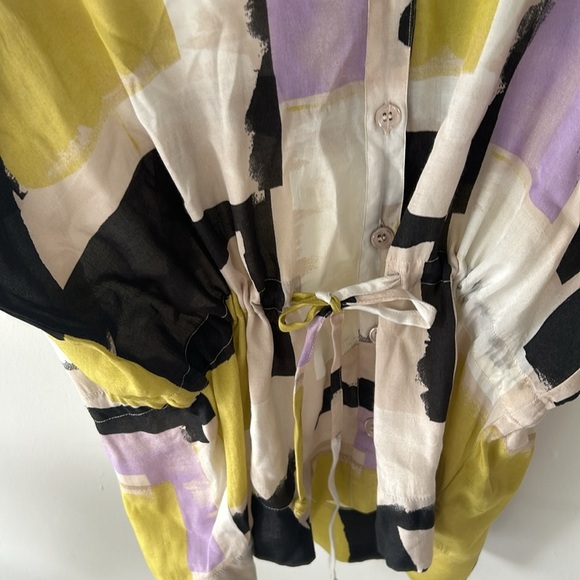Masai Copenhagen Nordstrom Irekana Abstract Print Drawstring Waist Blouse s - Picture 6 of 9